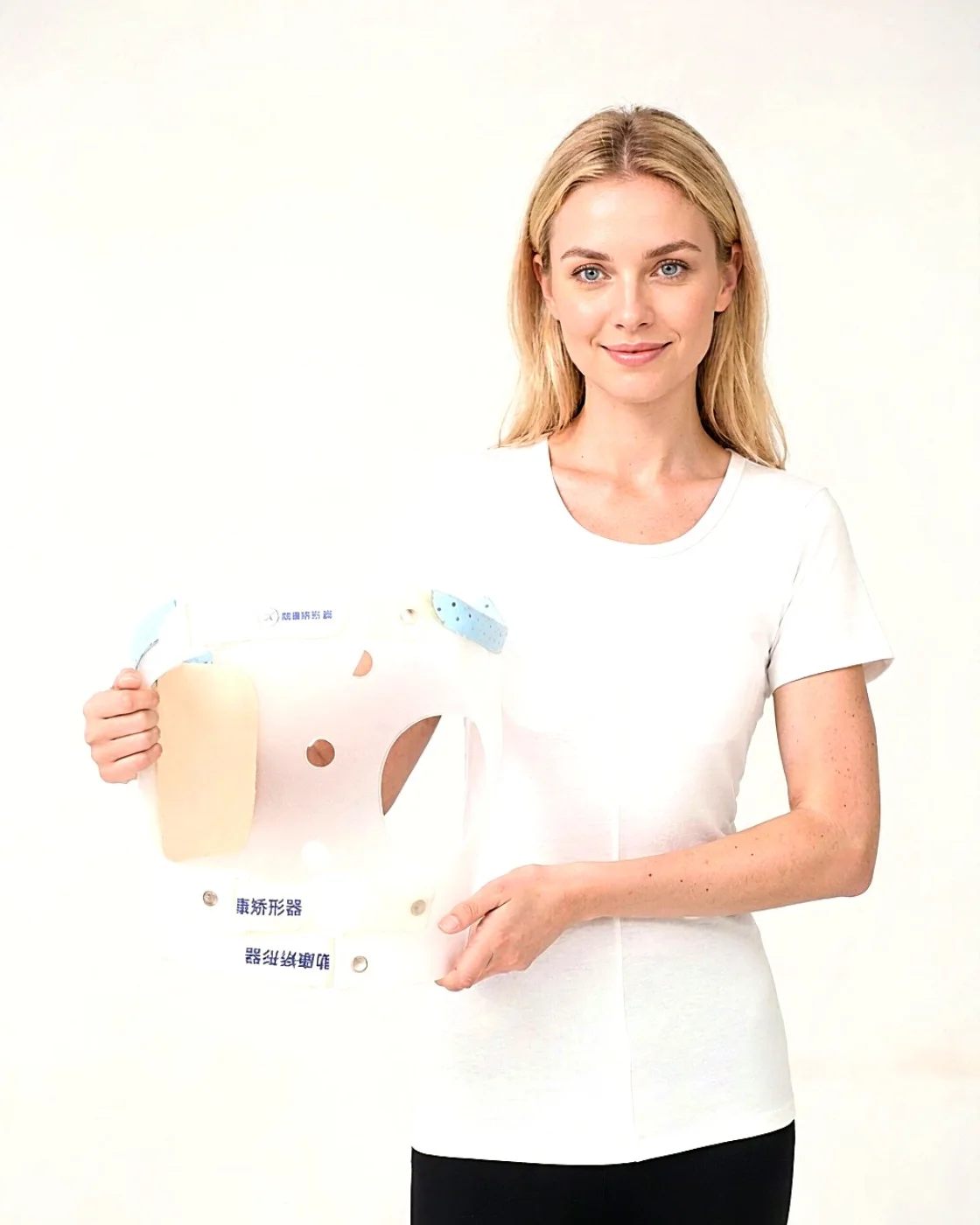 Cotton short-sleeve top, white, side view