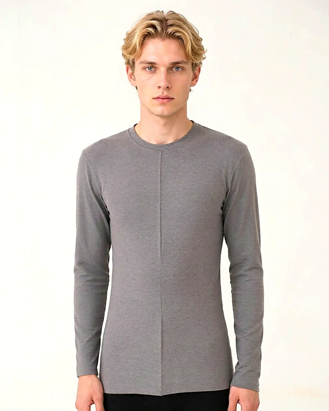 Men's cotton long-sleeve top, charcoal